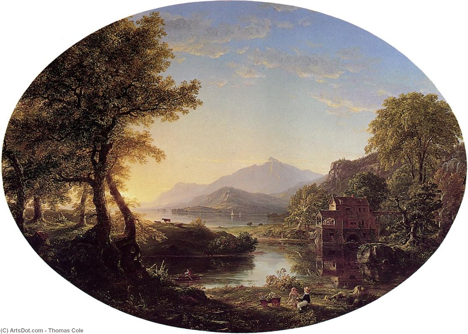 Wikioo.org - The Encyclopedia of Fine Arts - Painting, Artwork by Thomas Cole - The Old Mill at Sunset