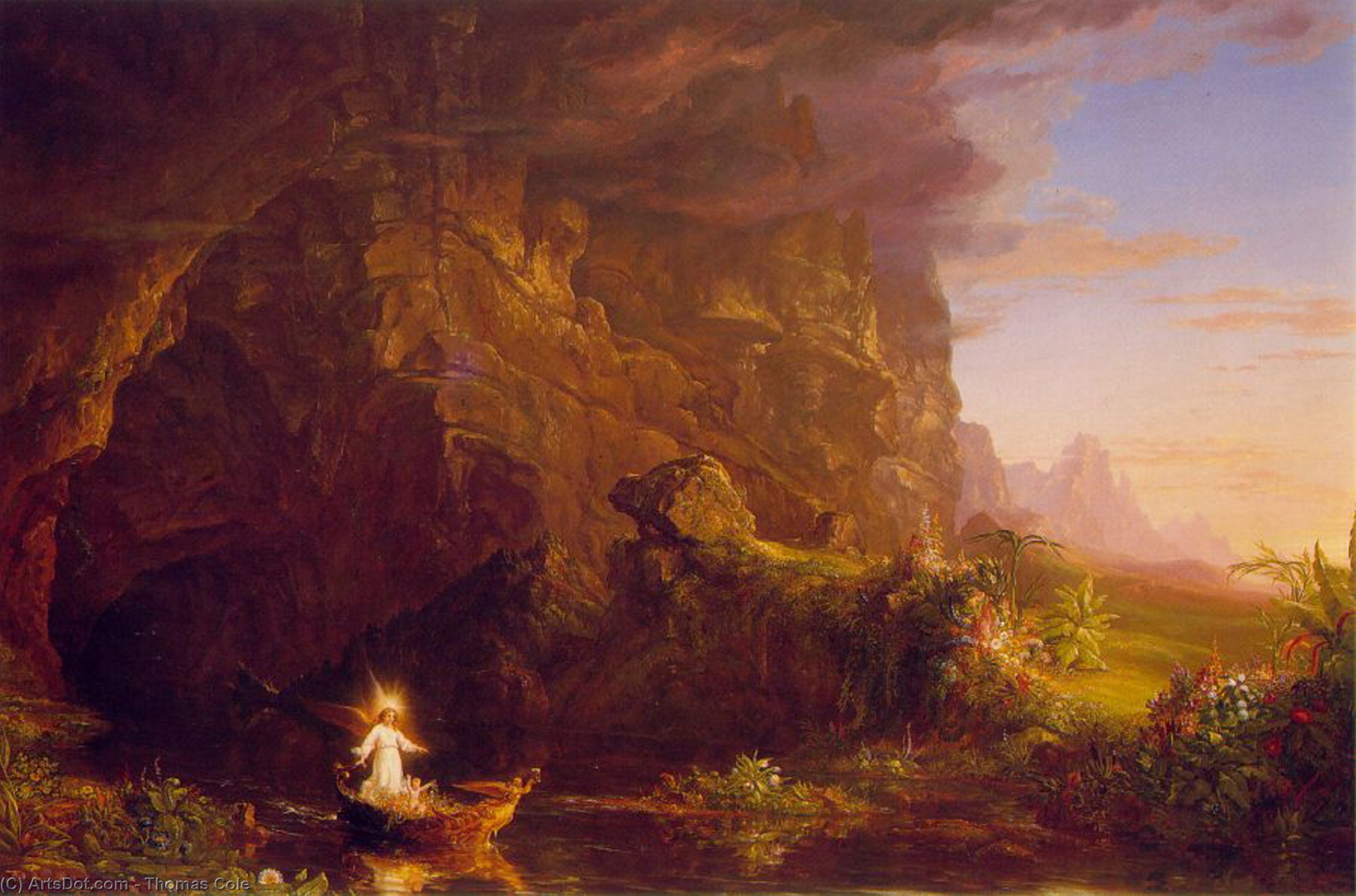 Wikioo.org - The Encyclopedia of Fine Arts - Painting, Artwork by Thomas Cole - The Voyage of Life, Childhood