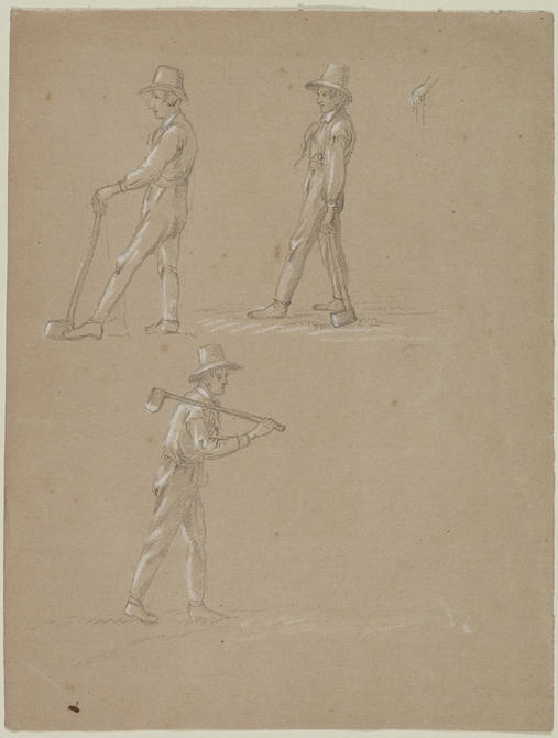 WikiOO.org - Encyclopedia of Fine Arts - Lukisan, Artwork Thomas Cole - Three Drawings of a Male Figure with an Axe