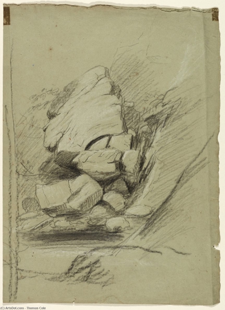 Wikioo.org - สารานุกรมวิจิตรศิลป์ - จิตรกรรม Thomas Cole - Tumbled Rocks