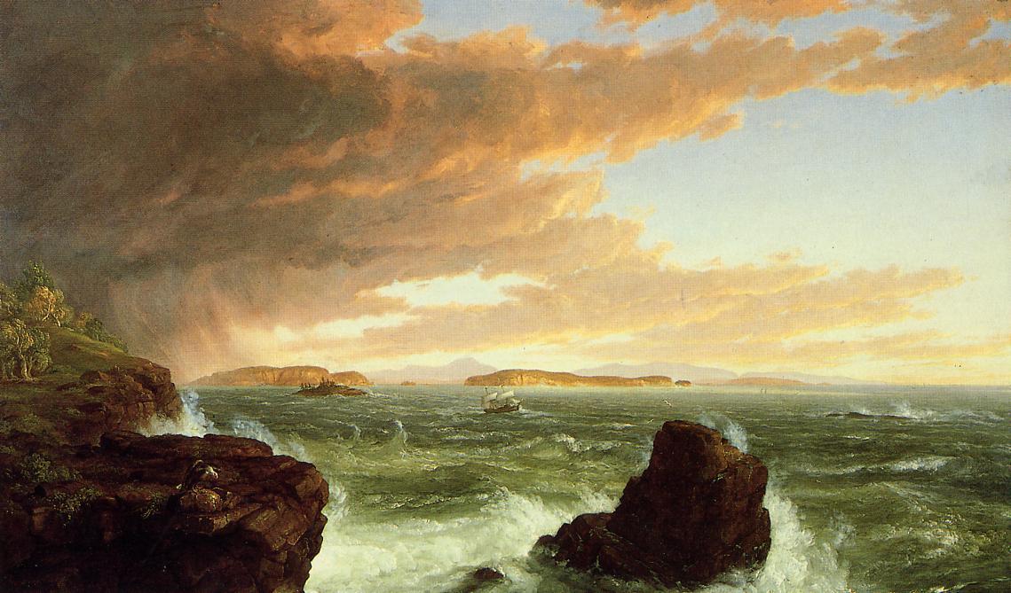 Wikioo.org - The Encyclopedia of Fine Arts - Painting, Artwork by Thomas Cole - View Across Frenchman's Bay from Mount Desert Island, After a Squall