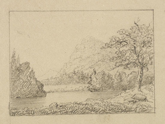 Wikioo.org – L'Enciclopedia delle Belle Arti - Pittura, Opere di Thomas Cole - veduta di lago con montagna picco