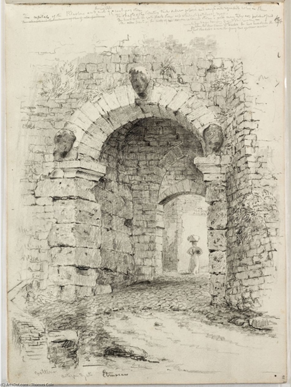 WikiOO.org - Encyclopedia of Fine Arts - Maalaus, taideteos Thomas Cole - Volterra, Antique Gate, Etruscan