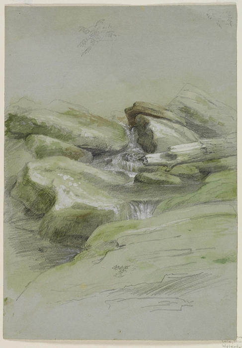 WikiOO.org - Encyclopedia of Fine Arts - Målning, konstverk Thomas Cole - Waterfall and Rocks