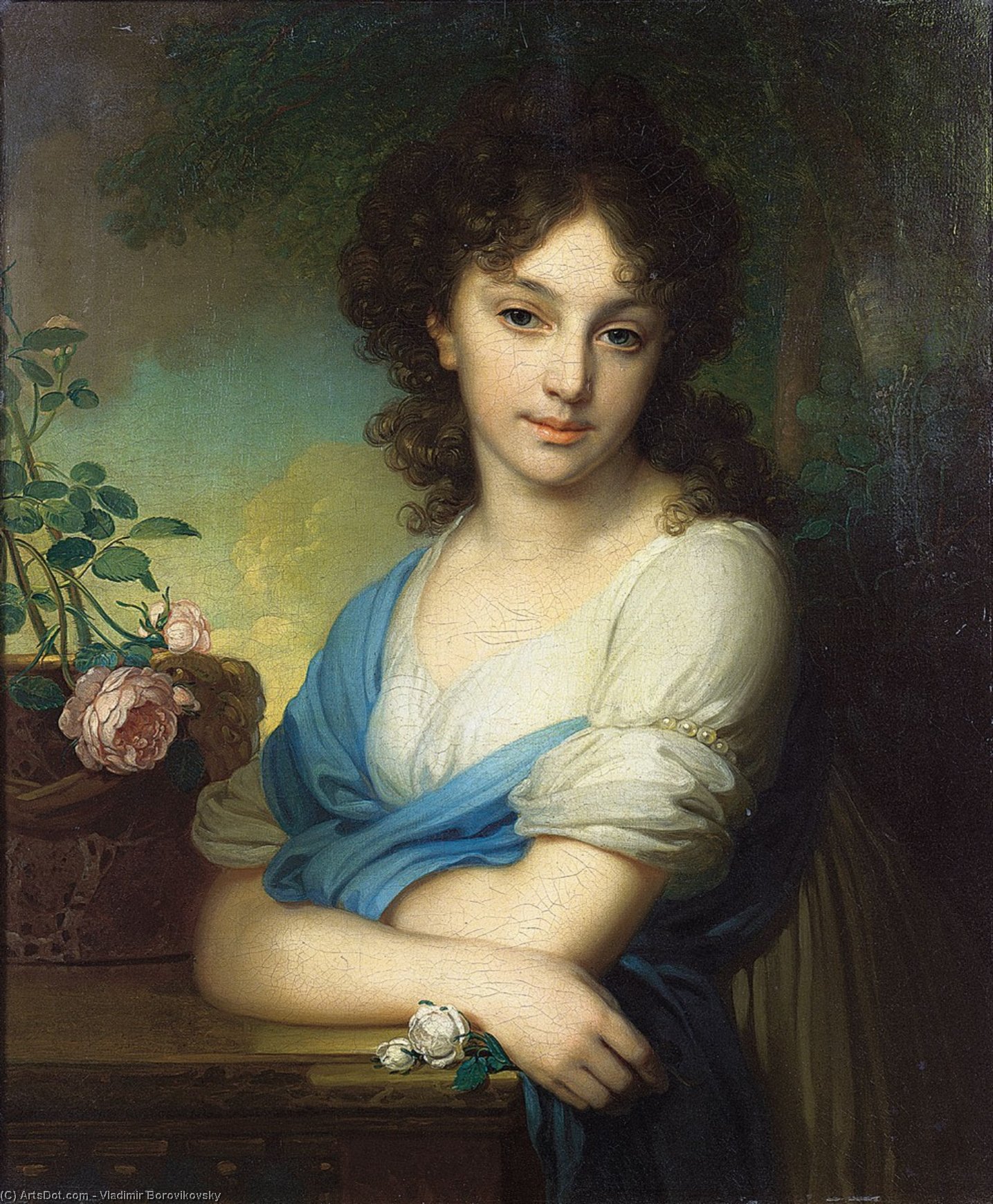 Wikioo.org - The Encyclopedia of Fine Arts - Painting, Artwork by Vladimir Lukich Borovikovsky - Portrait of Elena Alexandrovna Naryshkina