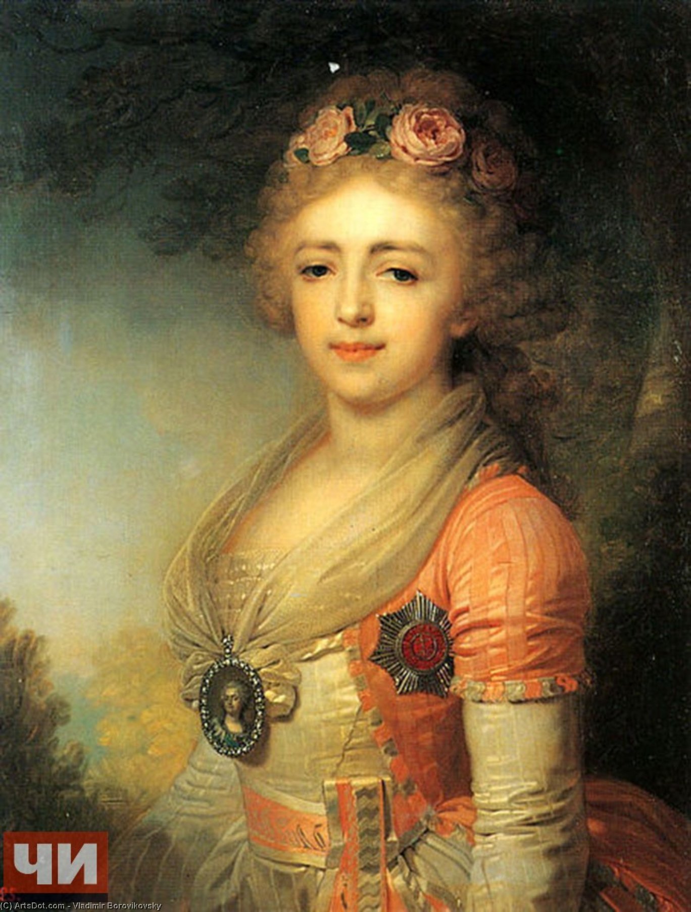 Wikioo.org - The Encyclopedia of Fine Arts - Painting, Artwork by Vladimir Lukich Borovikovsky - Portrait of Grand Duchess Alexandra Pavlovna 1