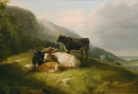 Wikoo.org - موسوعة الفنون الجميلة - اللوحة، العمل الفني Alvan Fisher - Cattle and Sheep