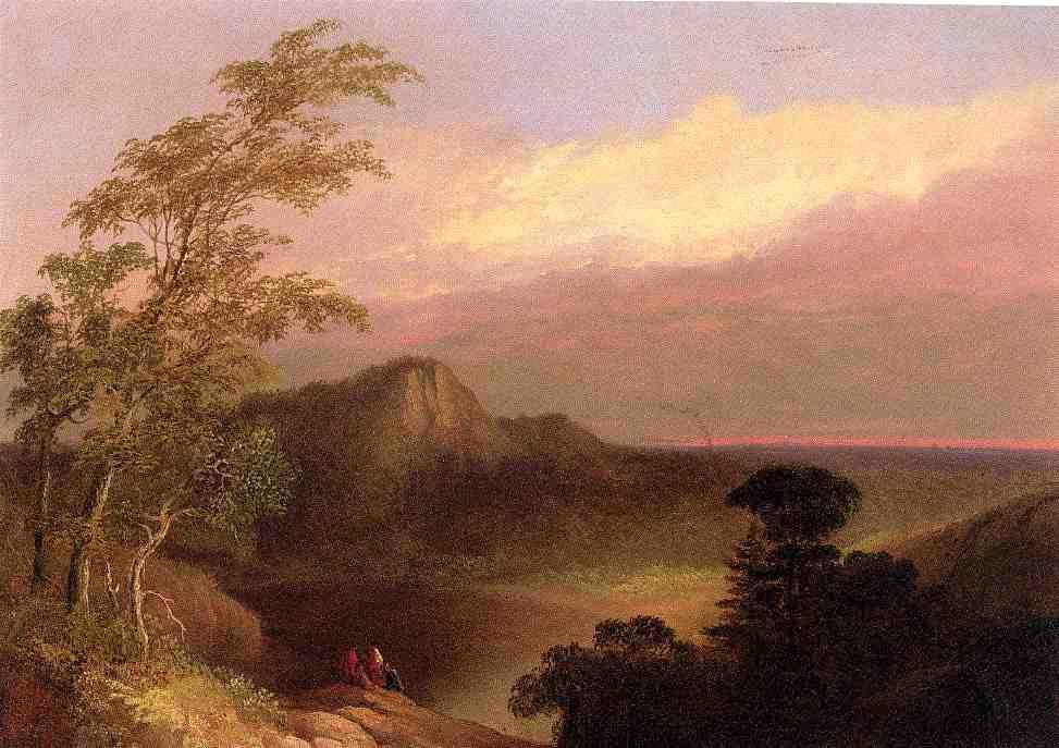 WikiOO.org - Encyclopedia of Fine Arts - Maleri, Artwork Alvan Fisher - Indians at Sunset