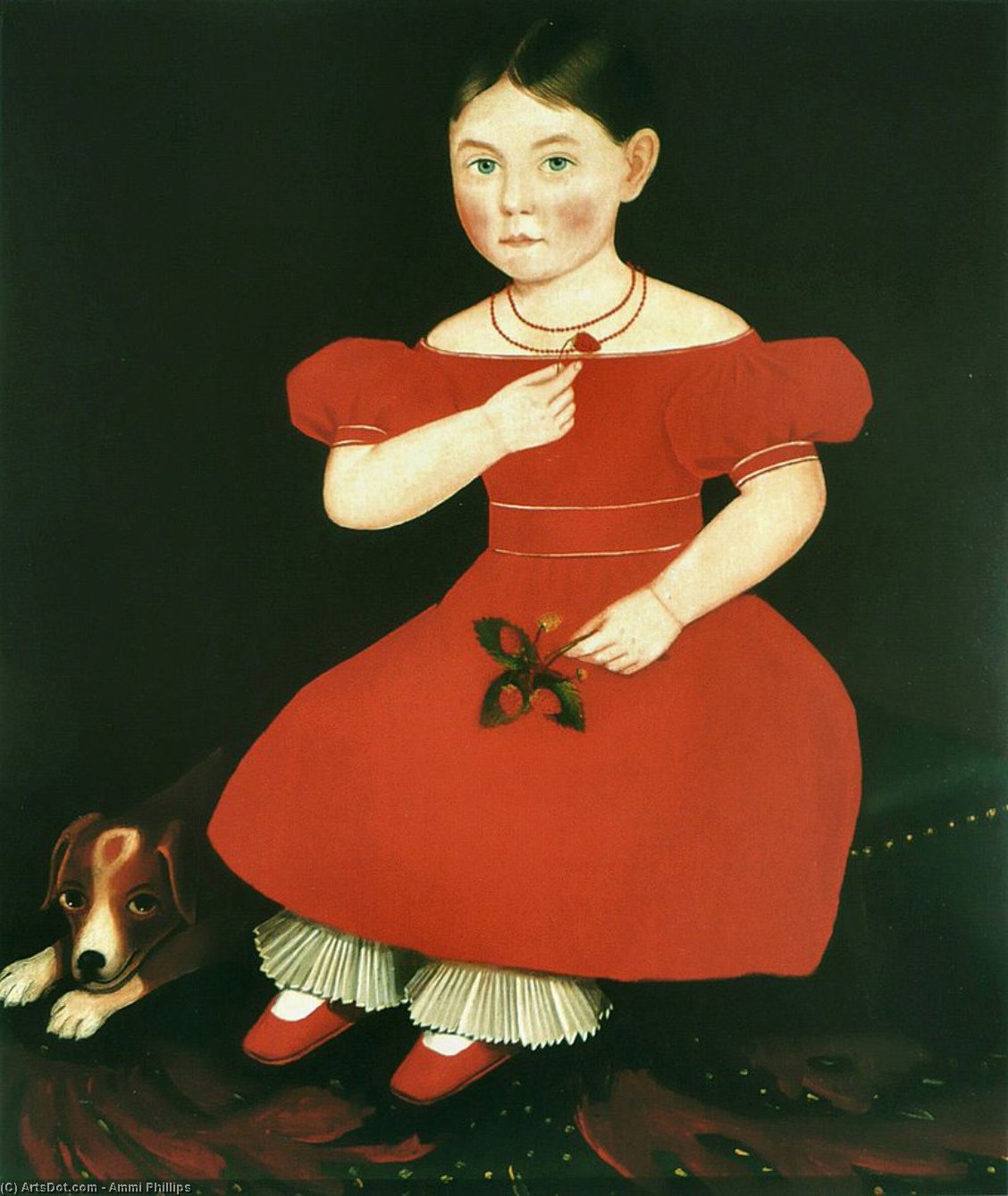 Wikioo.org - The Encyclopedia of Fine Arts - Painting, Artwork by Ammi Phillips - Girl in a Red Dress
