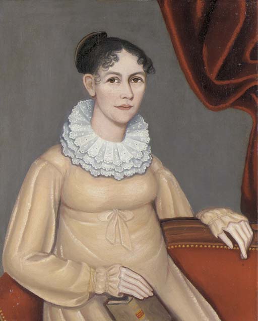 Wikioo.org – La Enciclopedia de las Bellas Artes - Pintura, Obras de arte de Ammi Phillips - Retrato de Sarah Morgan Walbridge