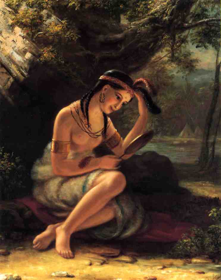 WikiOO.org - Encyclopedia of Fine Arts - Maleri, Artwork Charles Bird King - Indian Girl at Her Toilett