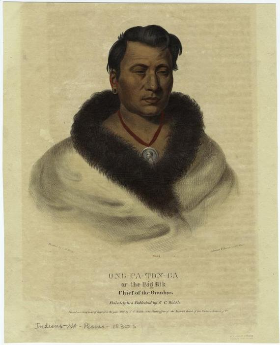 WikiOO.org - Encyclopedia of Fine Arts - Festés, Grafika Charles Bird King - Ong-pa-ton-ga, or, The big elk, chief of the Omahas
