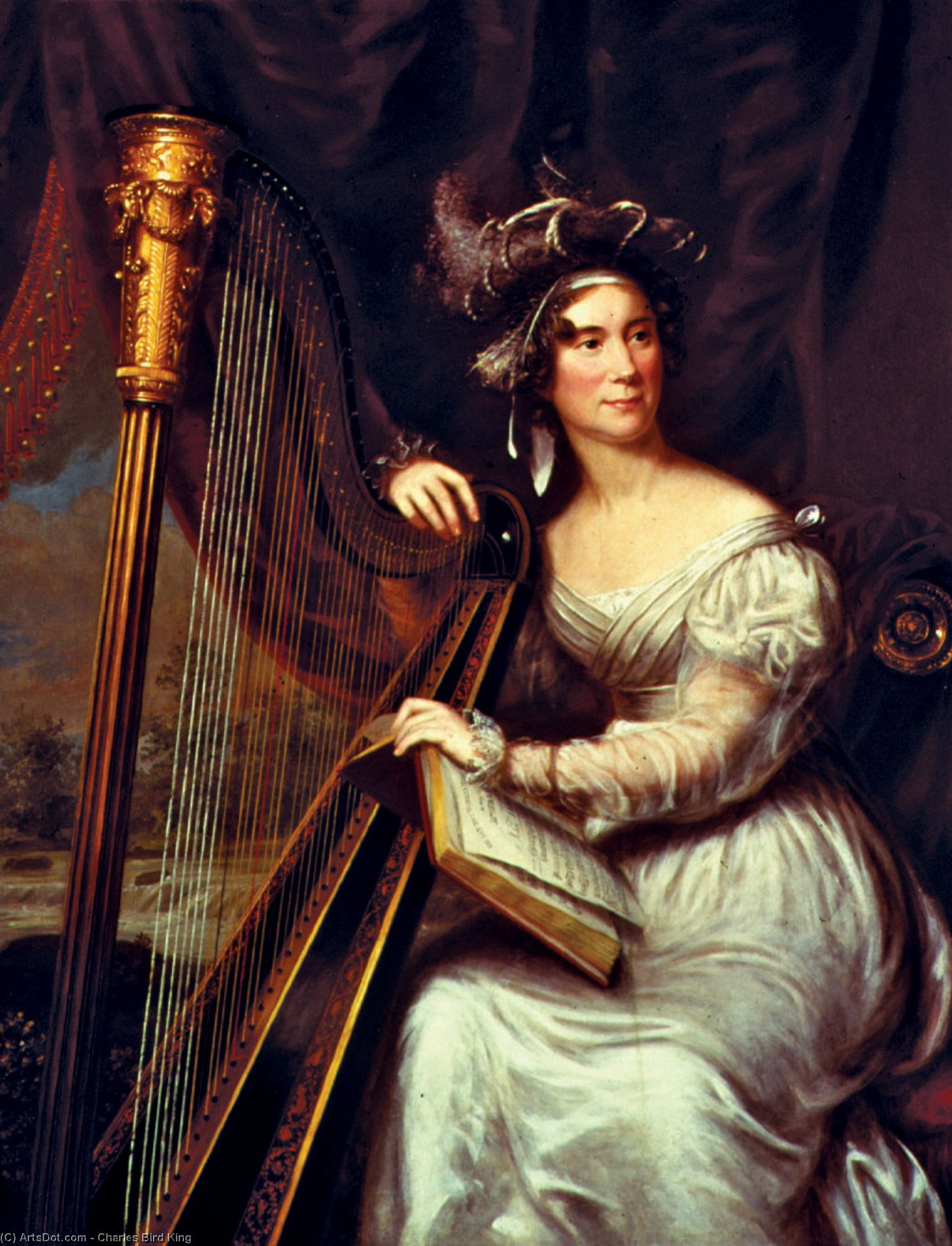 Wikioo.org - The Encyclopedia of Fine Arts - Painting, Artwork by Charles Bird King - Portrait of Louisa Adams, wife of John Quincy Adams