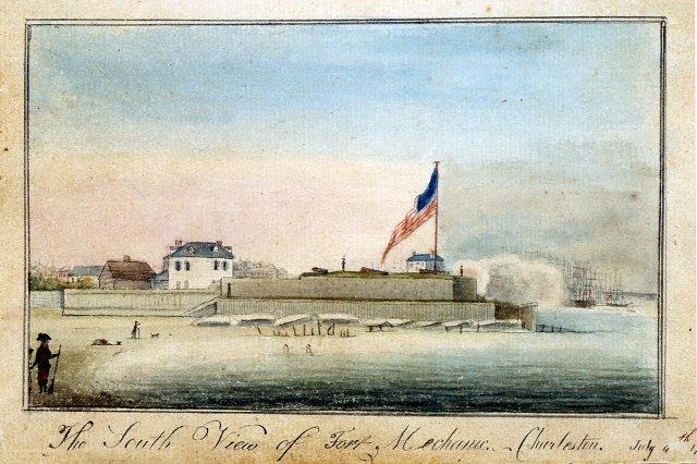 Wikioo.org - The Encyclopedia of Fine Arts - Painting, Artwork by Charles Fraser - The South View of Fort Mechanic, Charleston, July 4th 1796