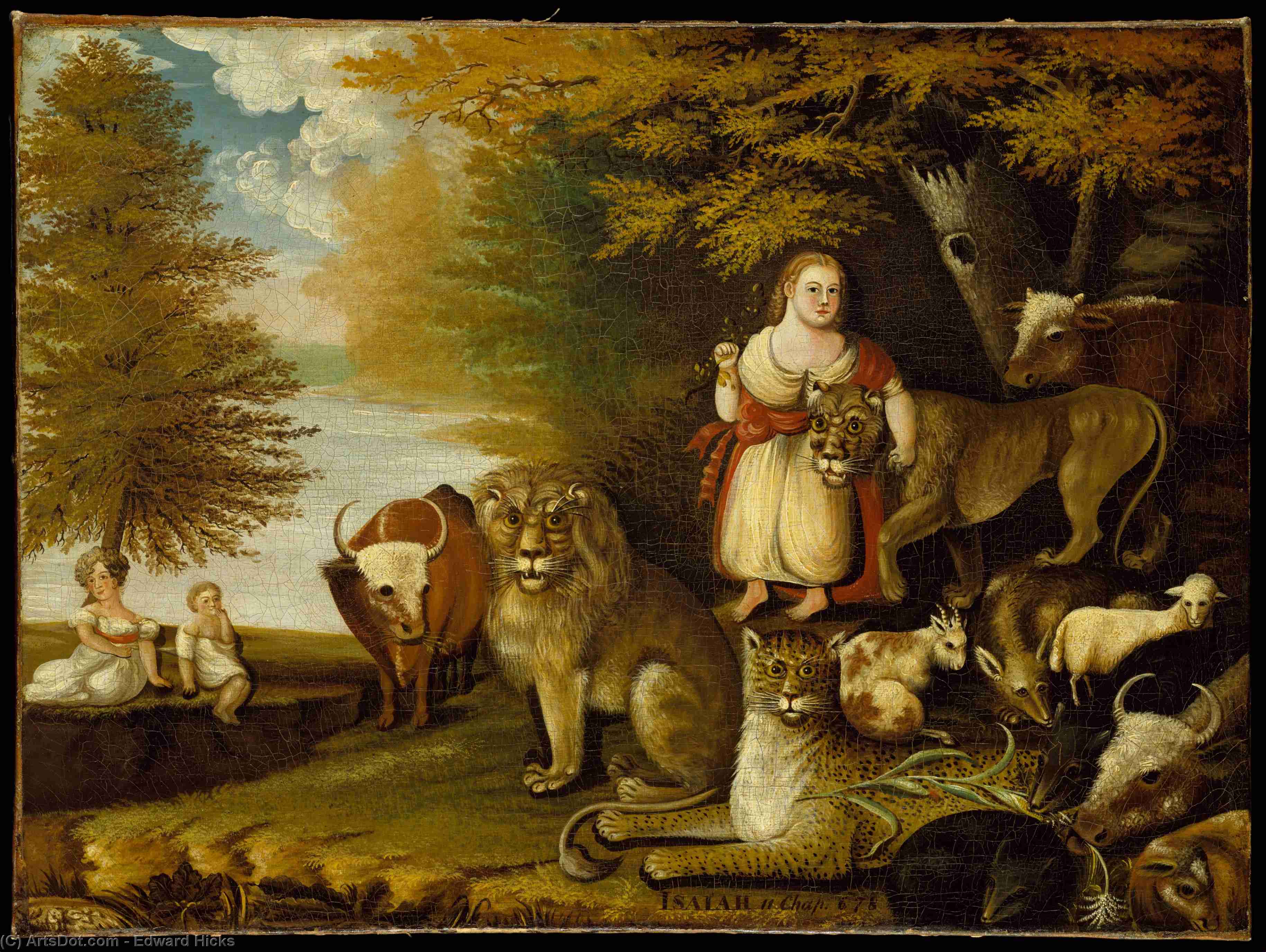 Wikioo.org - The Encyclopedia of Fine Arts - Painting, Artwork by Edward Hicks - A Peaceable Kingdom