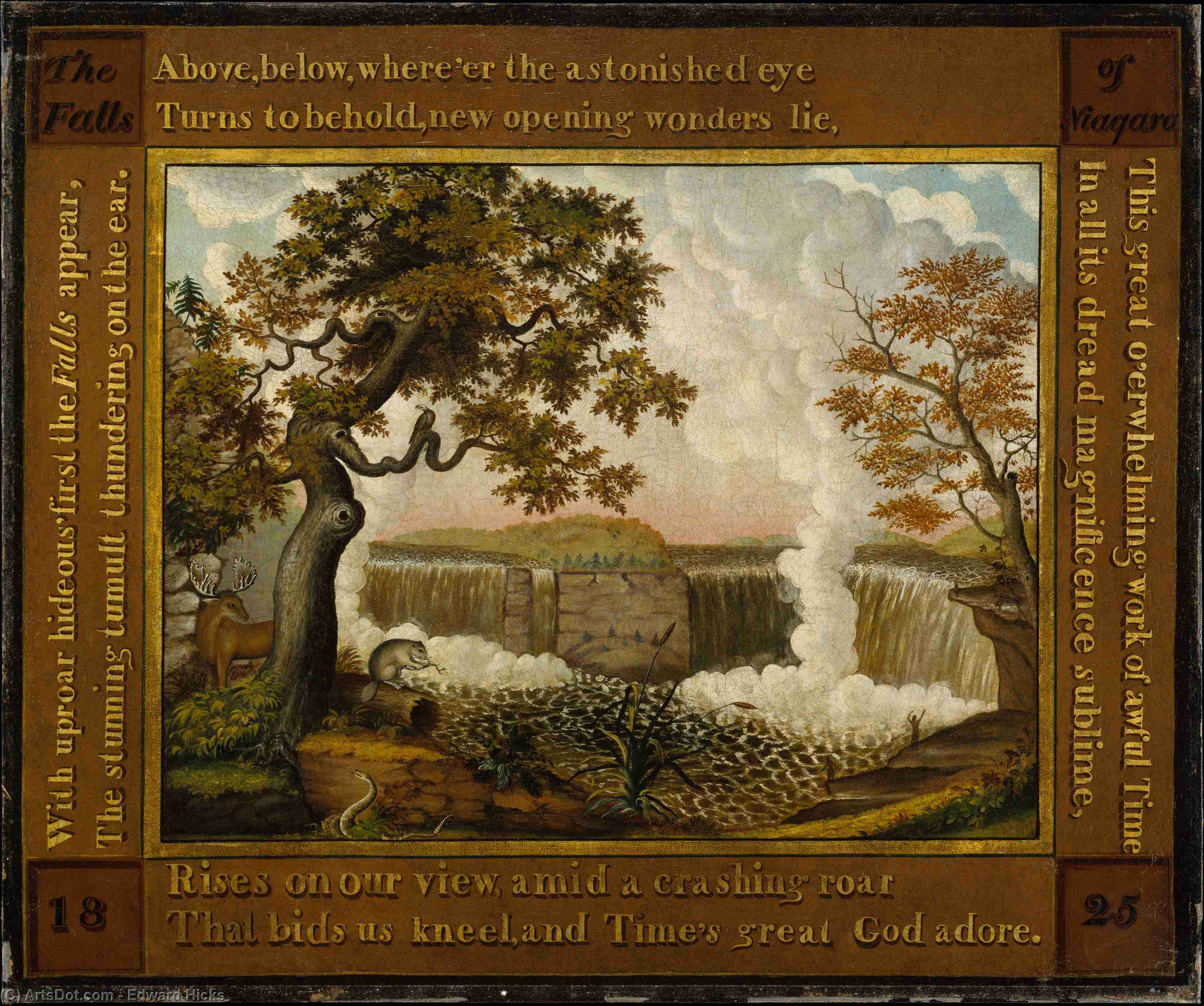 Wikioo.org - The Encyclopedia of Fine Arts - Painting, Artwork by Edward Hicks - The Falls of Niagara