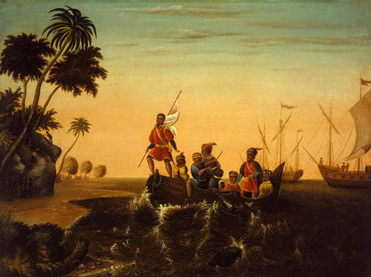 Wikioo.org - Die Enzyklopädie bildender Kunst - Malerei, Kunstwerk von Edward Hicks - Die Landung von Columbus