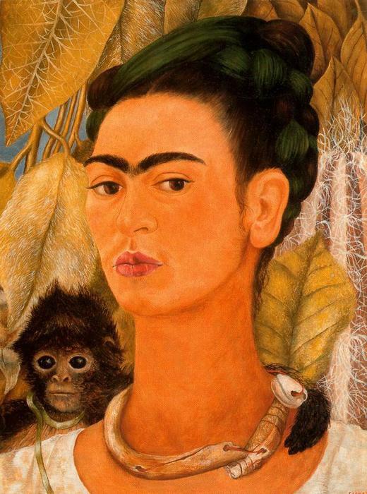 Wikioo.org – La Enciclopedia de las Bellas Artes - Pintura, Obras de arte de Frida Kahlo - Autorretrato estafa mono
