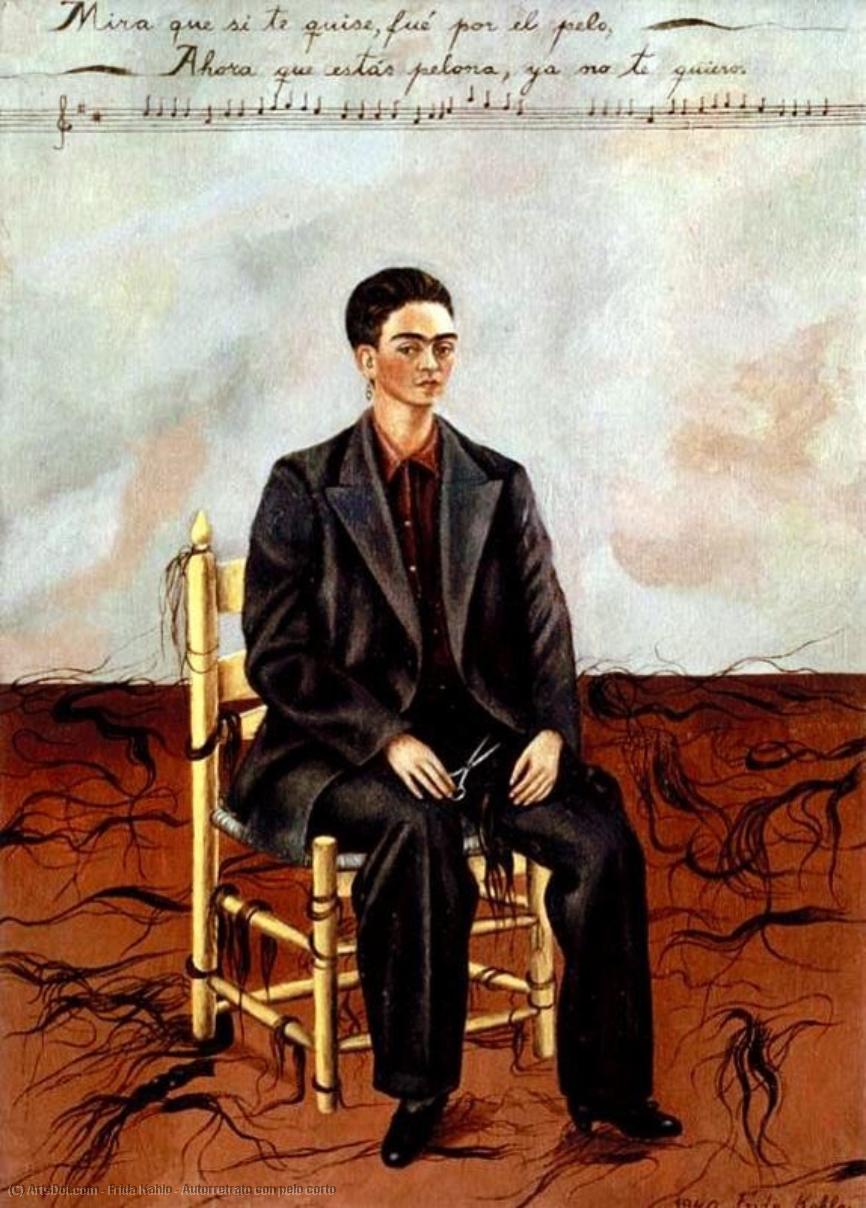 Wikioo.org – L'Enciclopedia delle Belle Arti - Pittura, Opere di Frida Kahlo - Autorretrato contro pelo corto