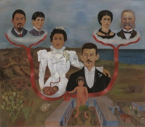 Wikioo.org - The Encyclopedia of Fine Arts - Painting, Artwork by Frida Kahlo - My Grandparents, My Parents, and I (Family Tree)