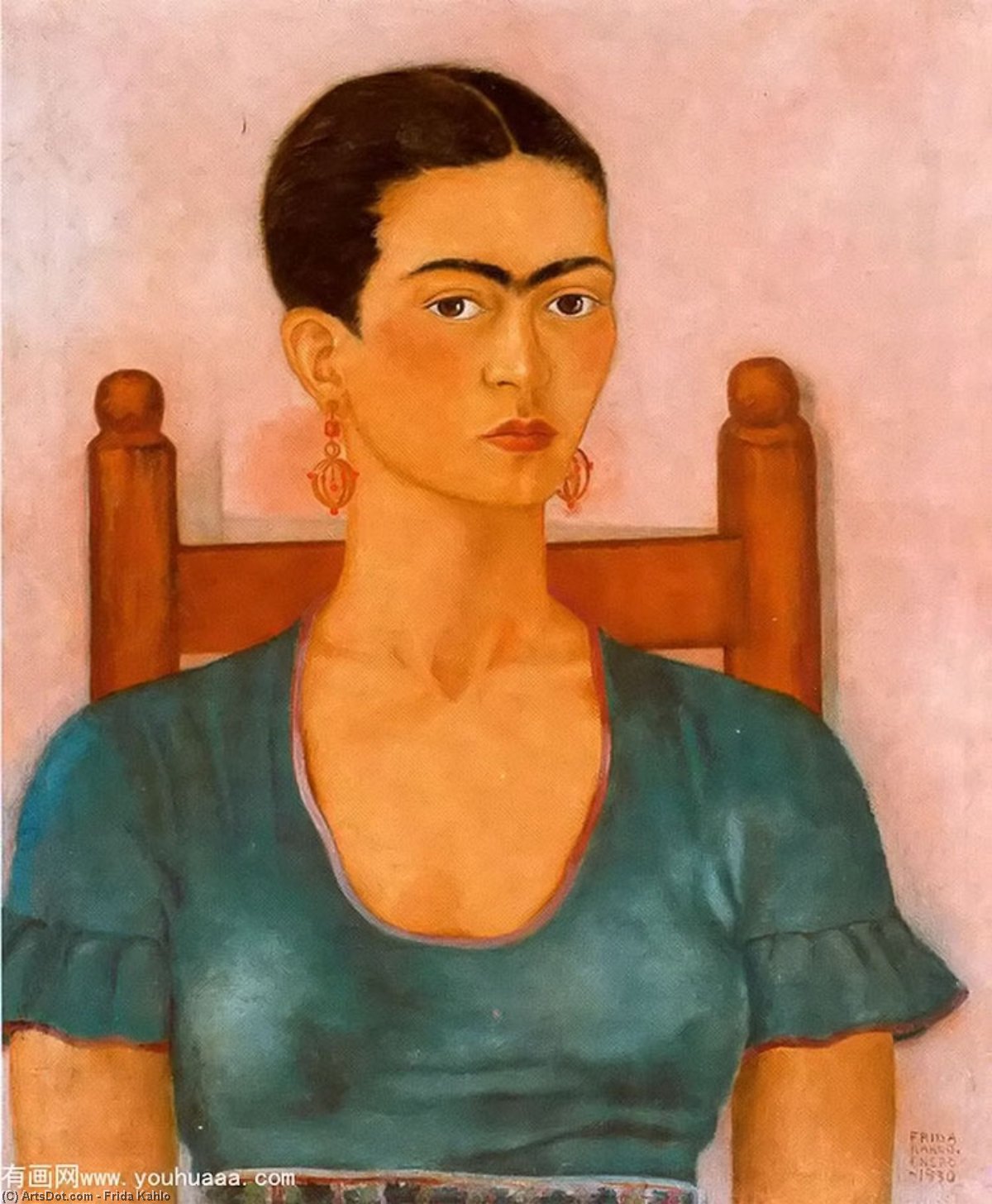 WikiOO.org - Encyclopedia of Fine Arts - Maľba, Artwork Frida Kahlo - Self-Portrait 3