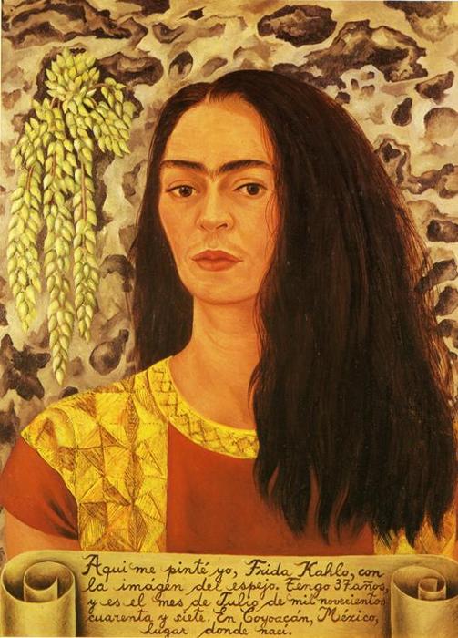 Wikioo.org – L'Encyclopédie des Beaux Arts - Peinture, Oeuvre de Frida Kahlo - auto portrait avec en vrac cheveux