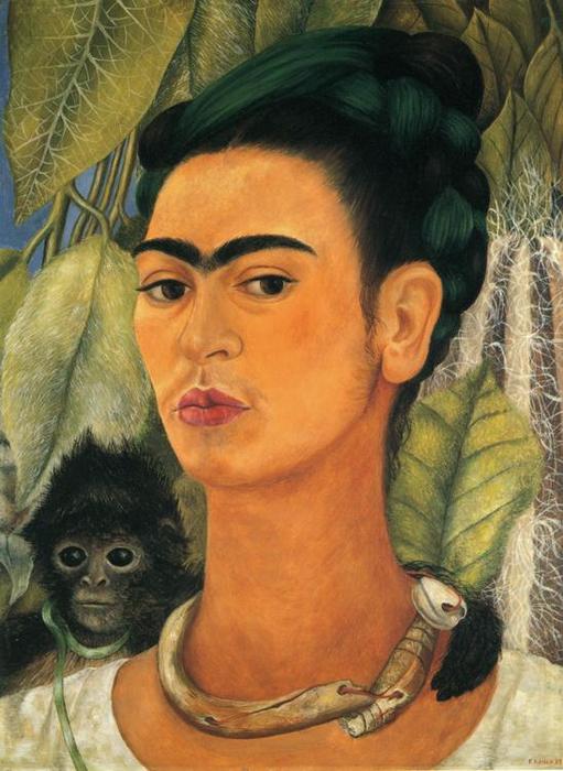 WikiOO.org - Encyclopedia of Fine Arts - Maleri, Artwork Frida Kahlo - Self-Portrait with Monkey