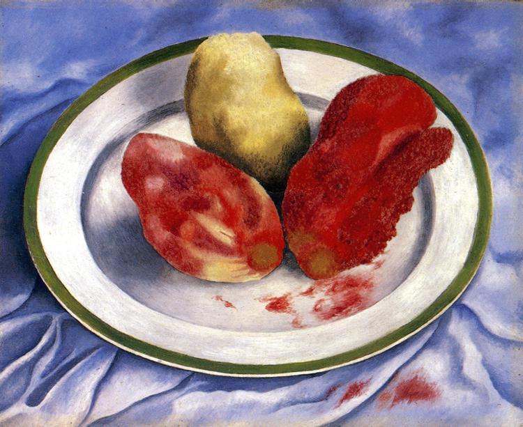 Wikioo.org – L'Encyclopédie des Beaux Arts - Peinture, Oeuvre de Frida Kahlo - Tunnes encore  vie  avec  Épineux  poire  fruits