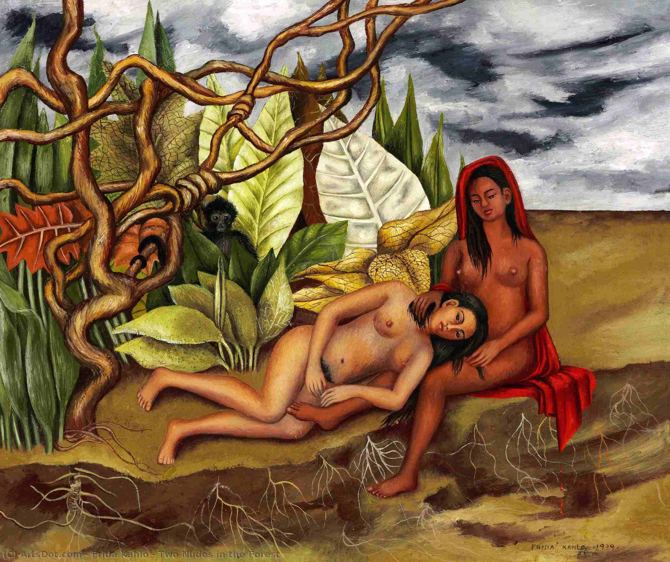 WikiOO.org - Enciklopedija dailės - Tapyba, meno kuriniai Frida Kahlo - Two Nudes in the Forest