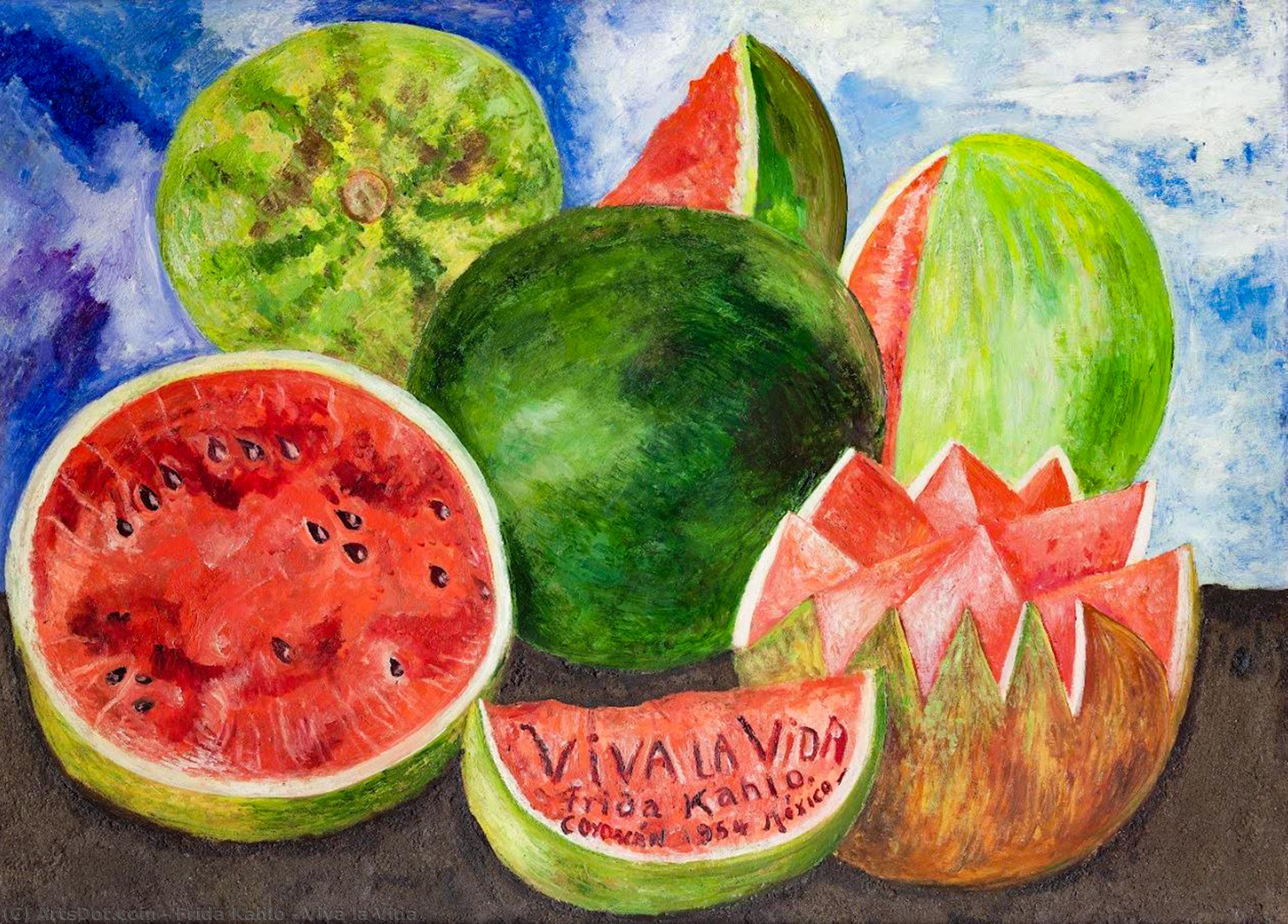 Wikioo.org - The Encyclopedia of Fine Arts - Painting, Artwork by Frida Kahlo - Viva la Vida