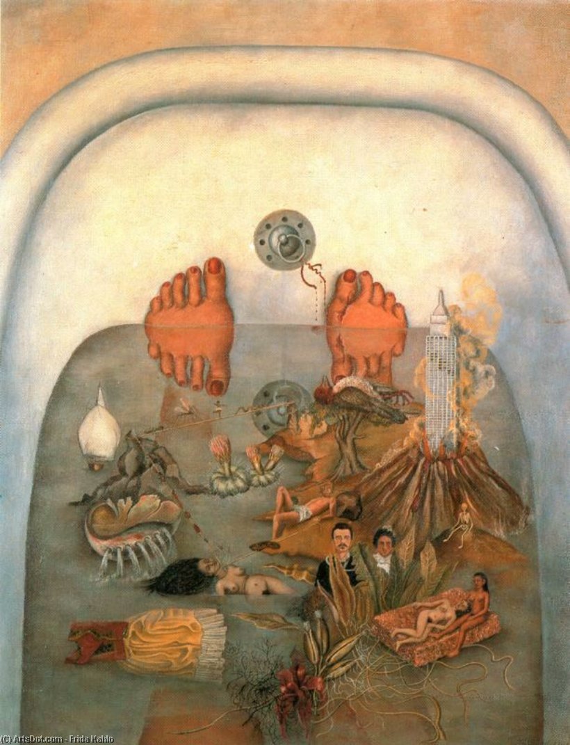 WikiOO.org - Encyclopedia of Fine Arts - Schilderen, Artwork Frida Kahlo - What I Saw in the Water