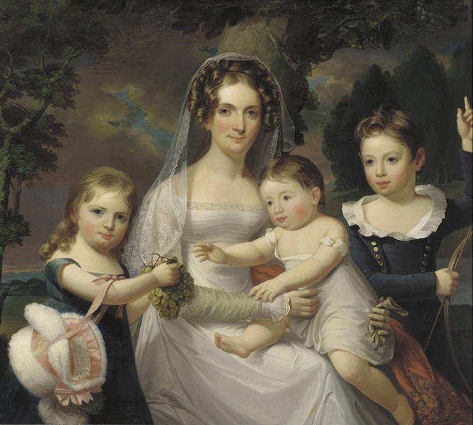 Wikioo.org - The Encyclopedia of Fine Arts - Painting, Artwork by Jacob Eichholtz - Mrs. Elizabeth Wurtz Elder and Her Three Children