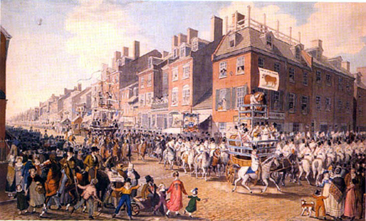 Wikioo.org - The Encyclopedia of Fine Arts - Painting, Artwork by John Lewis Krimmel - Parade of the Victuallers
