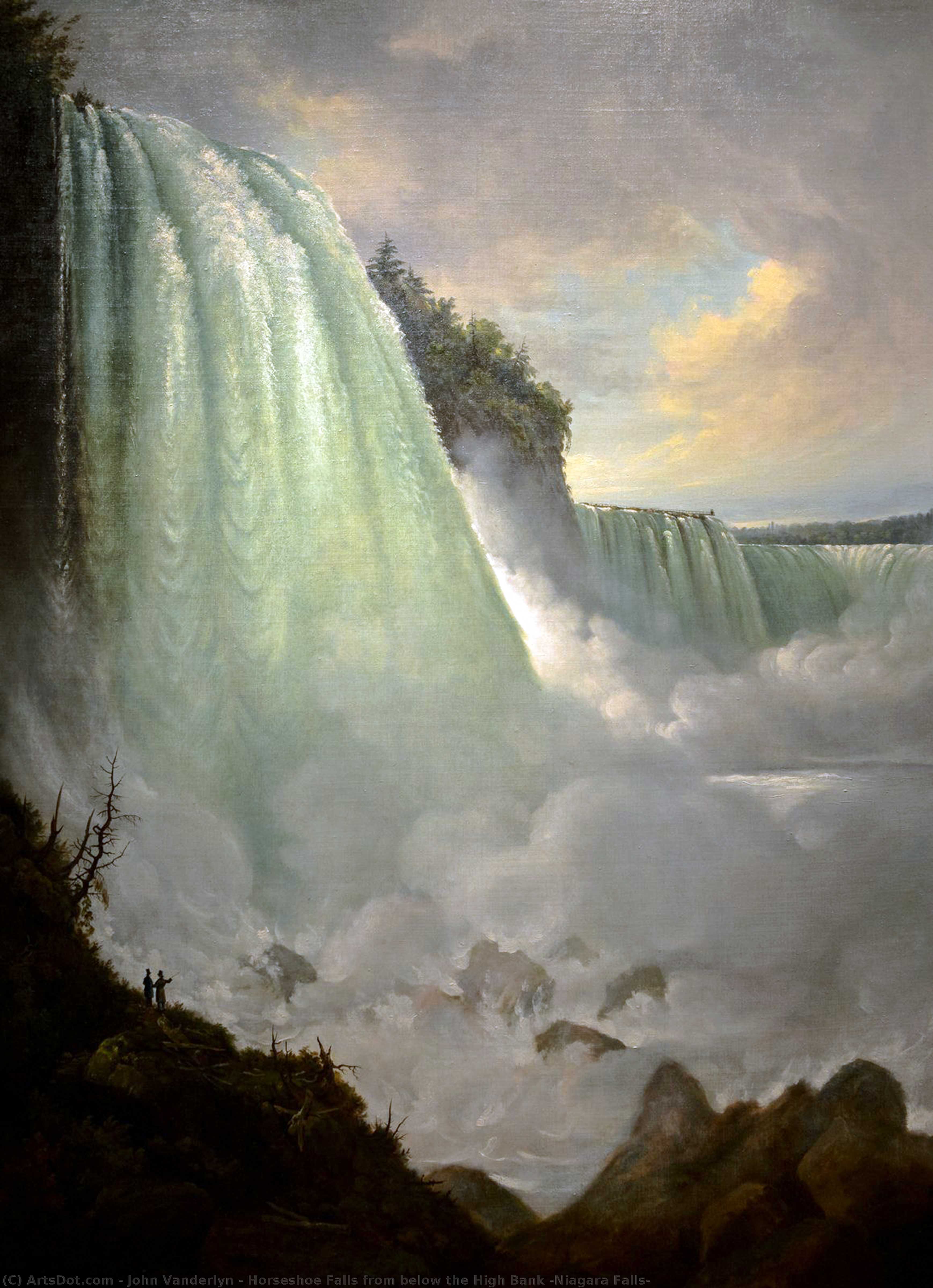 WikiOO.org - Енциклопедия за изящни изкуства - Живопис, Произведения на изкуството John Vanderlyn - Horseshoe Falls from below the High Bank (Niagara Falls)