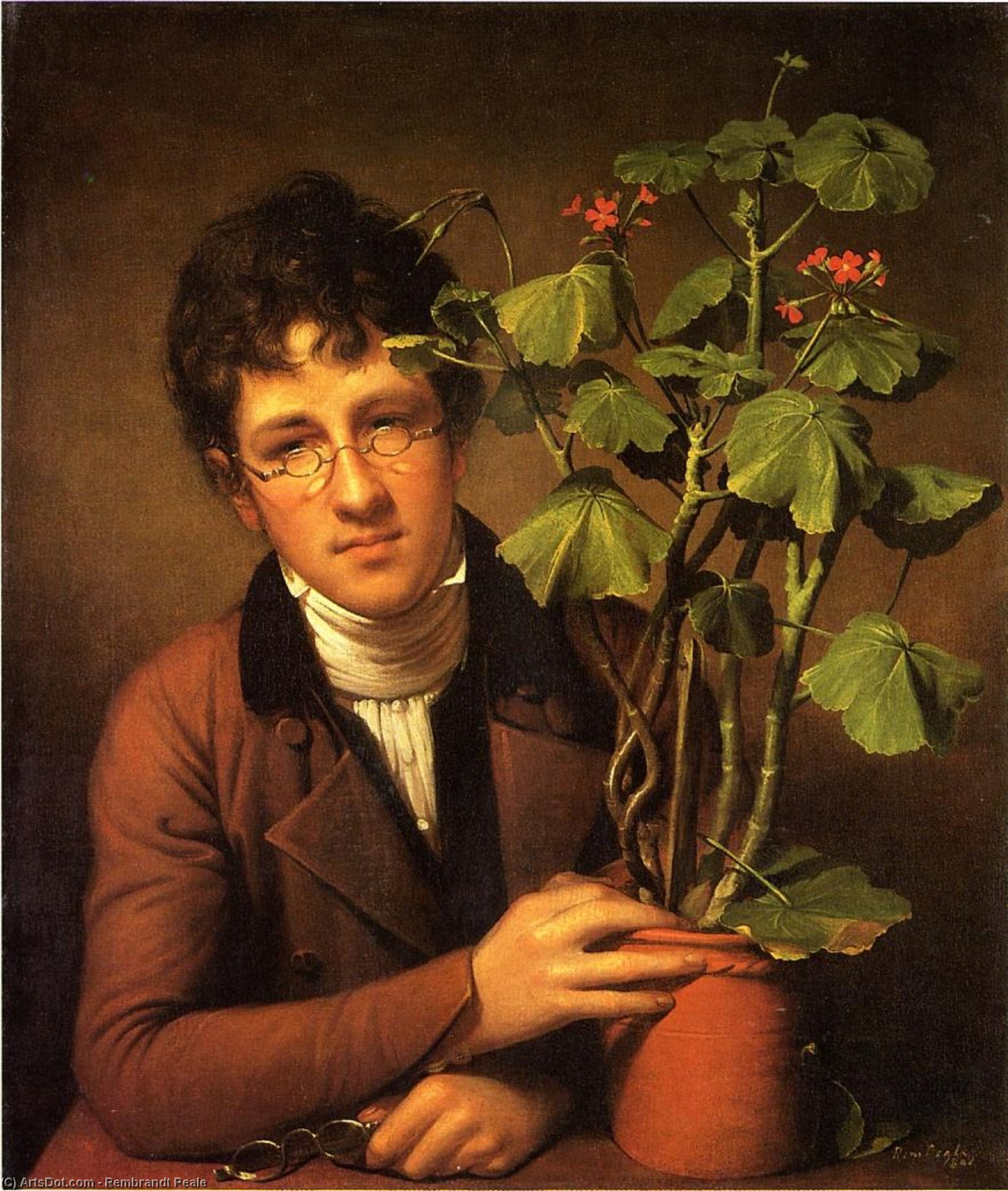 Wikioo.org - The Encyclopedia of Fine Arts - Painting, Artwork by Rembrandt Peale - Rubens Peale with a Geranium