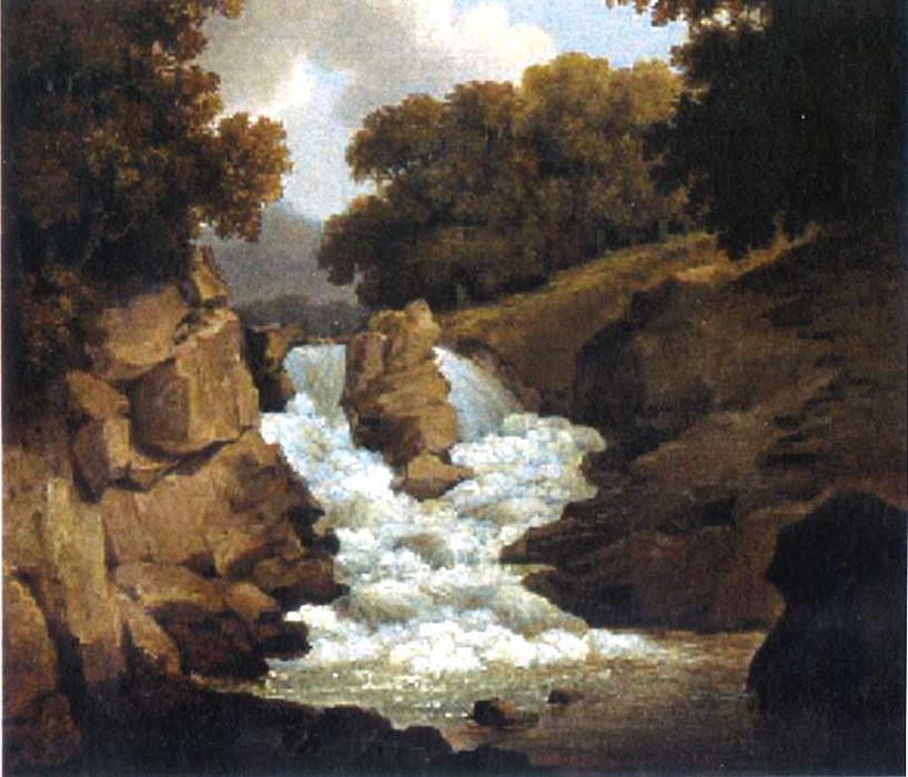 Wikioo.org - The Encyclopedia of Fine Arts - Painting, Artwork by Robert Salmon - A Waterfall