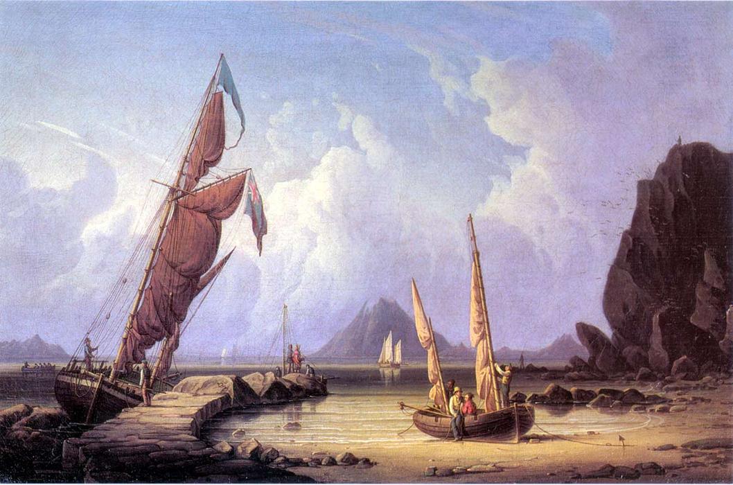 Wikioo.org - สารานุกรมวิจิตรศิลป์ - จิตรกรรม Robert Salmon - Along the Shore (aka Going Ashore)