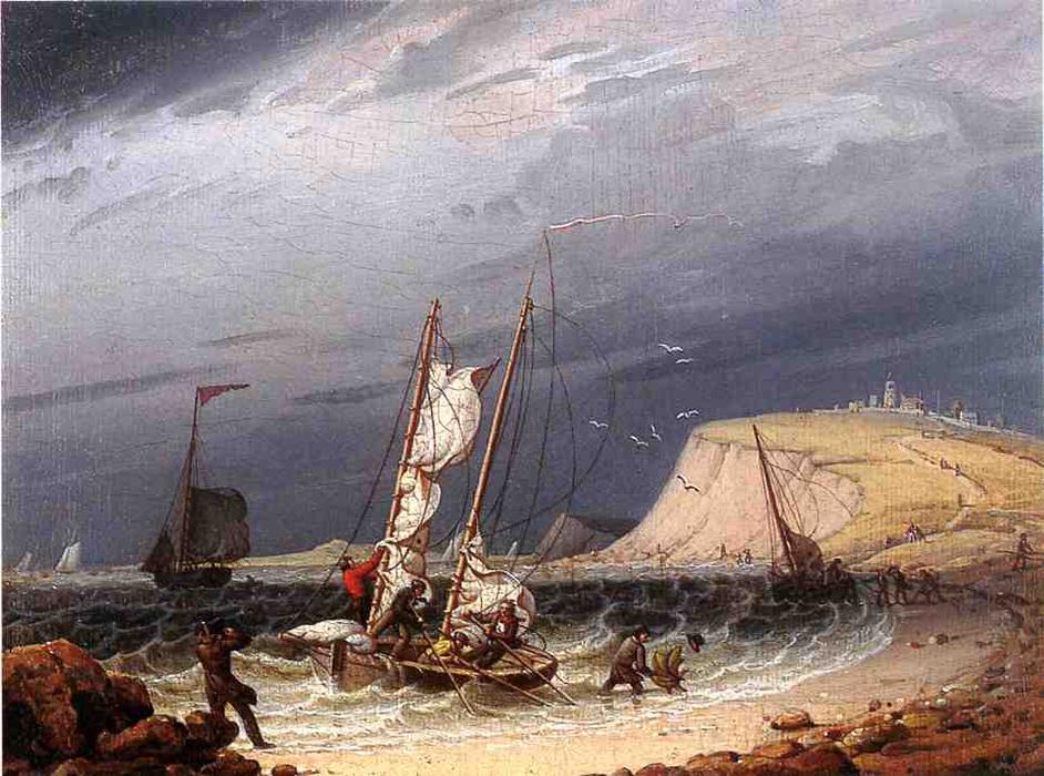 Wikioo.org - สารานุกรมวิจิตรศิลป์ - จิตรกรรม Robert Salmon - Frolicking Party on a Sea Shore