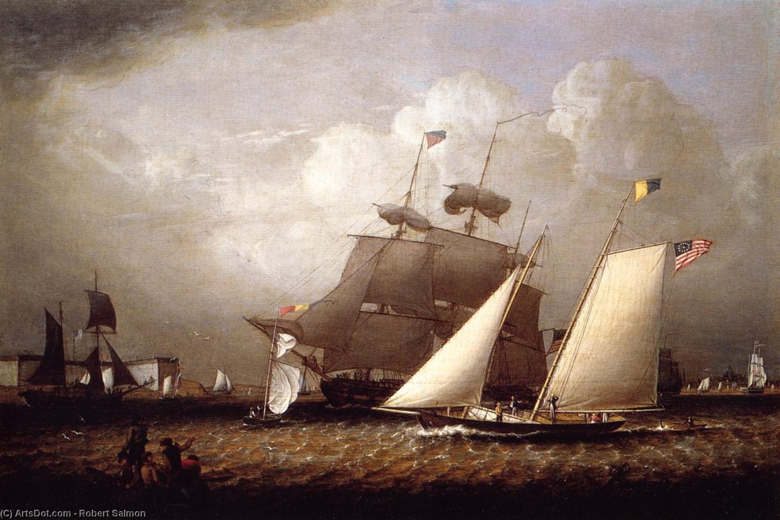 Wikioo.org - The Encyclopedia of Fine Arts - Painting, Artwork by Robert Salmon - Picture of the 'Dream Poleasure Yacht''