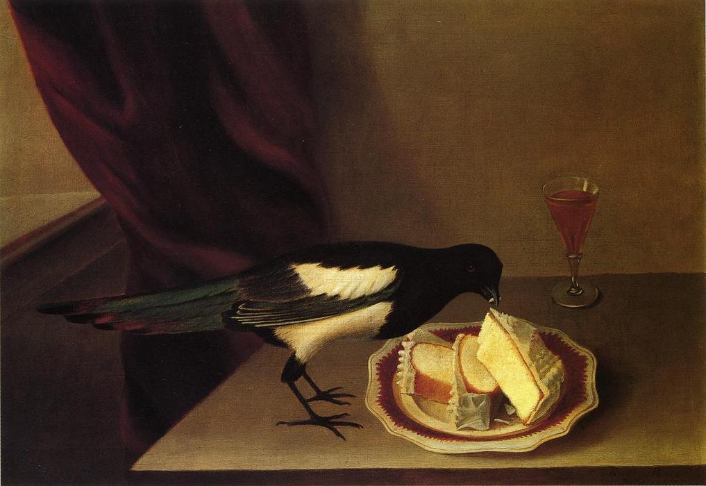 WikiOO.org - Enciclopédia das Belas Artes - Pintura, Arte por Rubens Peale - Magpie Eating Cake