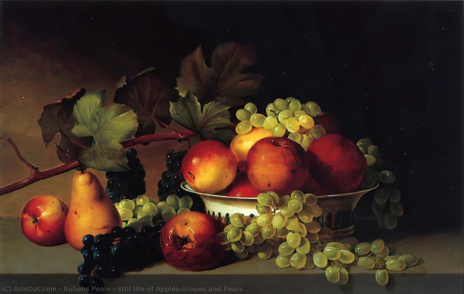 Wikioo.org - The Encyclopedia of Fine Arts - Painting, Artwork by Rubens Peale - Still life of Apples,Grapes and Pears