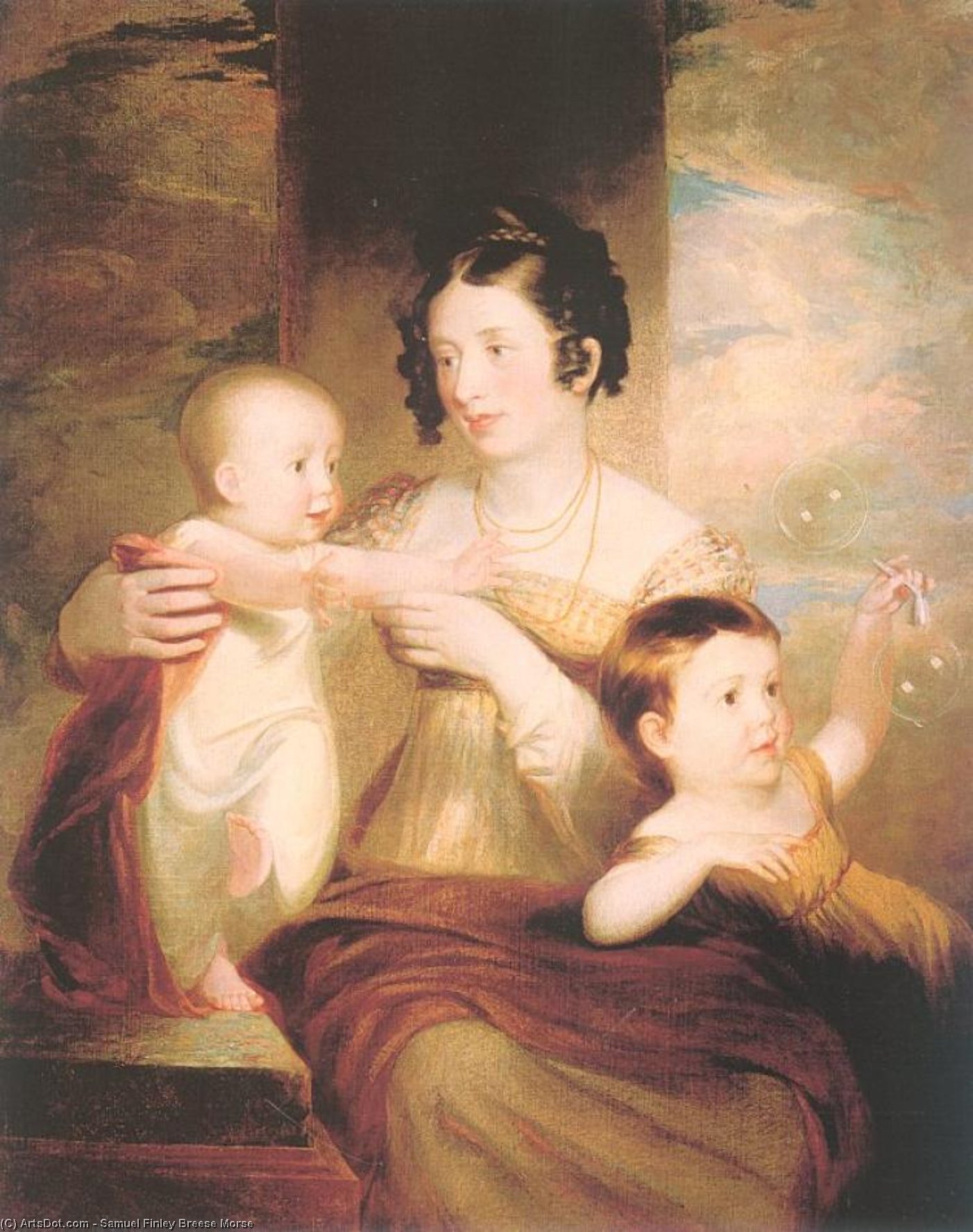 Wikioo.org – La Enciclopedia de las Bellas Artes - Pintura, Obras de arte de Samuel Finley Breese Morse - Lucrecia Morse y sus Hijos
