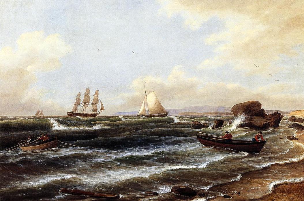 Wikioo.org - The Encyclopedia of Fine Arts - Painting, Artwork by Thomas Birch - Going Ashore