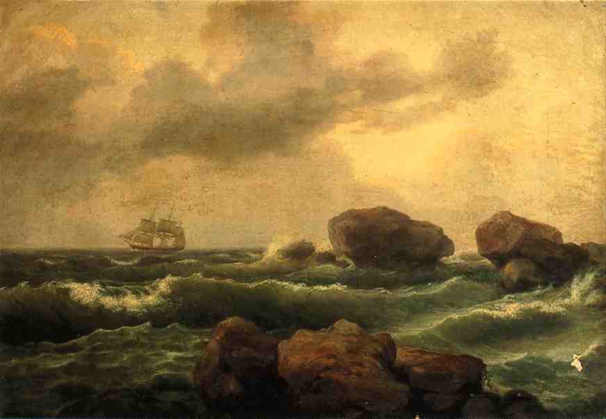 Wikioo.org - The Encyclopedia of Fine Arts - Painting, Artwork by Thomas Birch - Seascape at Sunset