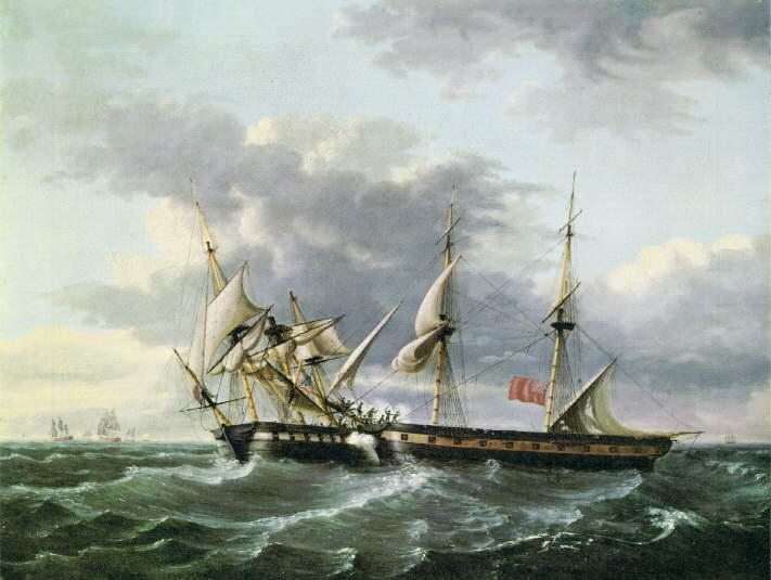 Wikioo.org - Die Enzyklopädie bildender Kunst - Malerei, Kunstwerk von Thomas Birch - USS WASP Boarding HM Brig FROLIC