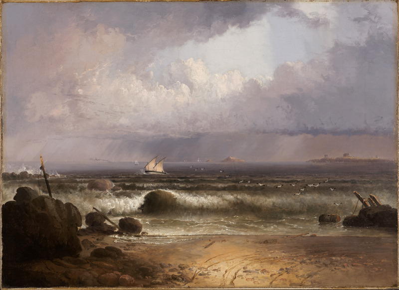Wikioo.org - The Encyclopedia of Fine Arts - Painting, Artwork by Thomas Doughty - Coming Squall (Nahant Beach with a Summer Shower)