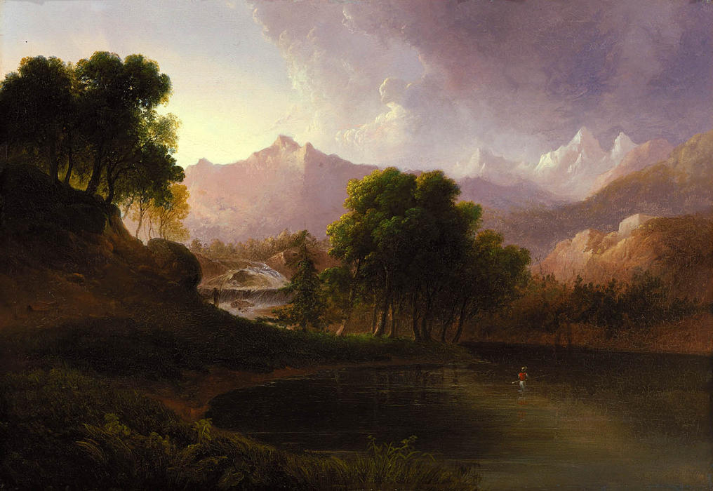 WikiOO.org - Encyclopedia of Fine Arts - Lukisan, Artwork Thomas Doughty - Landscape with Stream and Mountains