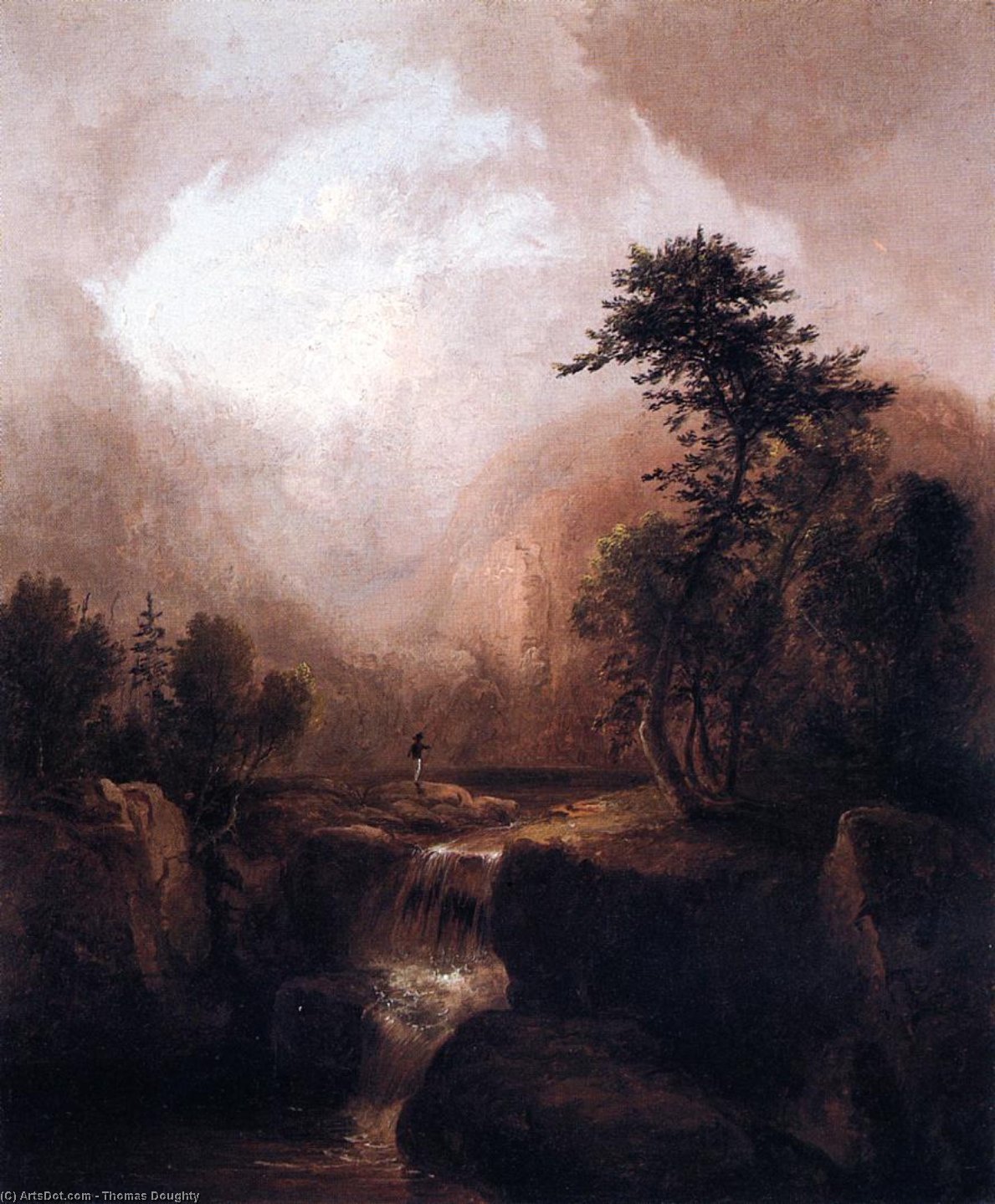 WikiOO.org - Encyclopedia of Fine Arts - Målning, konstverk Thomas Doughty - Landscape with Waterfall
