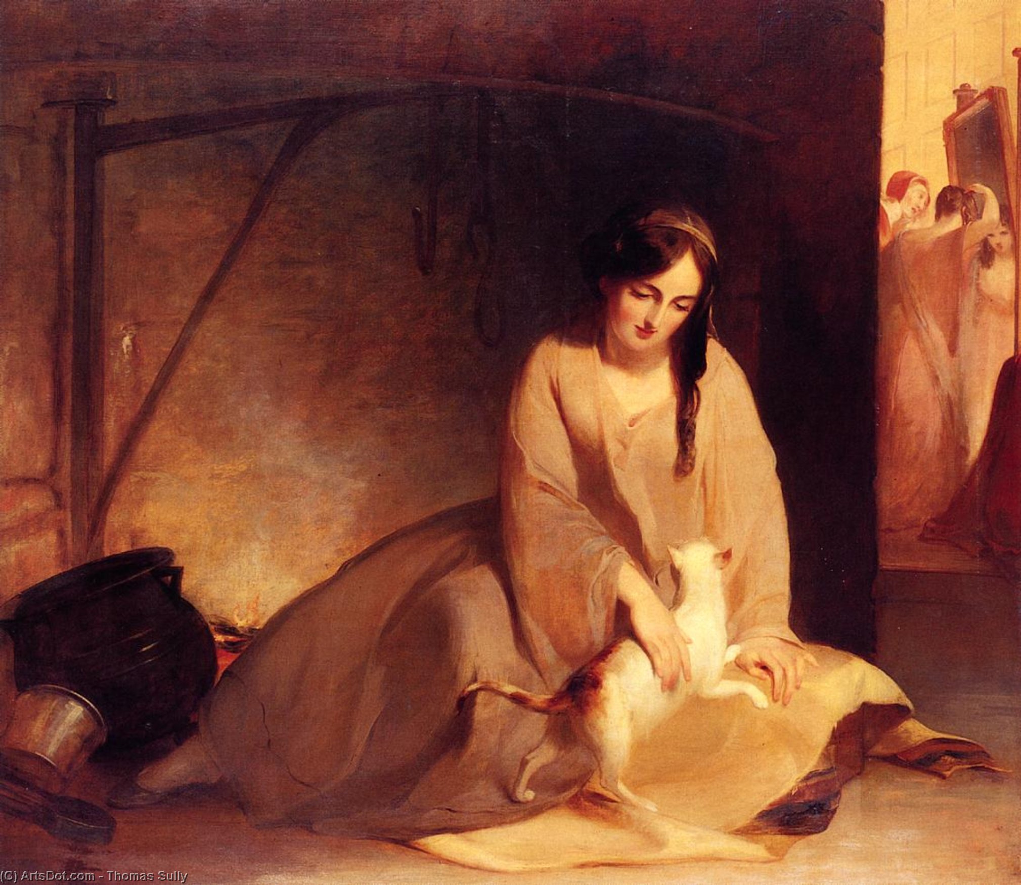 Wikioo.org - The Encyclopedia of Fine Arts - Painting, Artwork by Thomas Sully - Cinderella at the Kitchen Fire