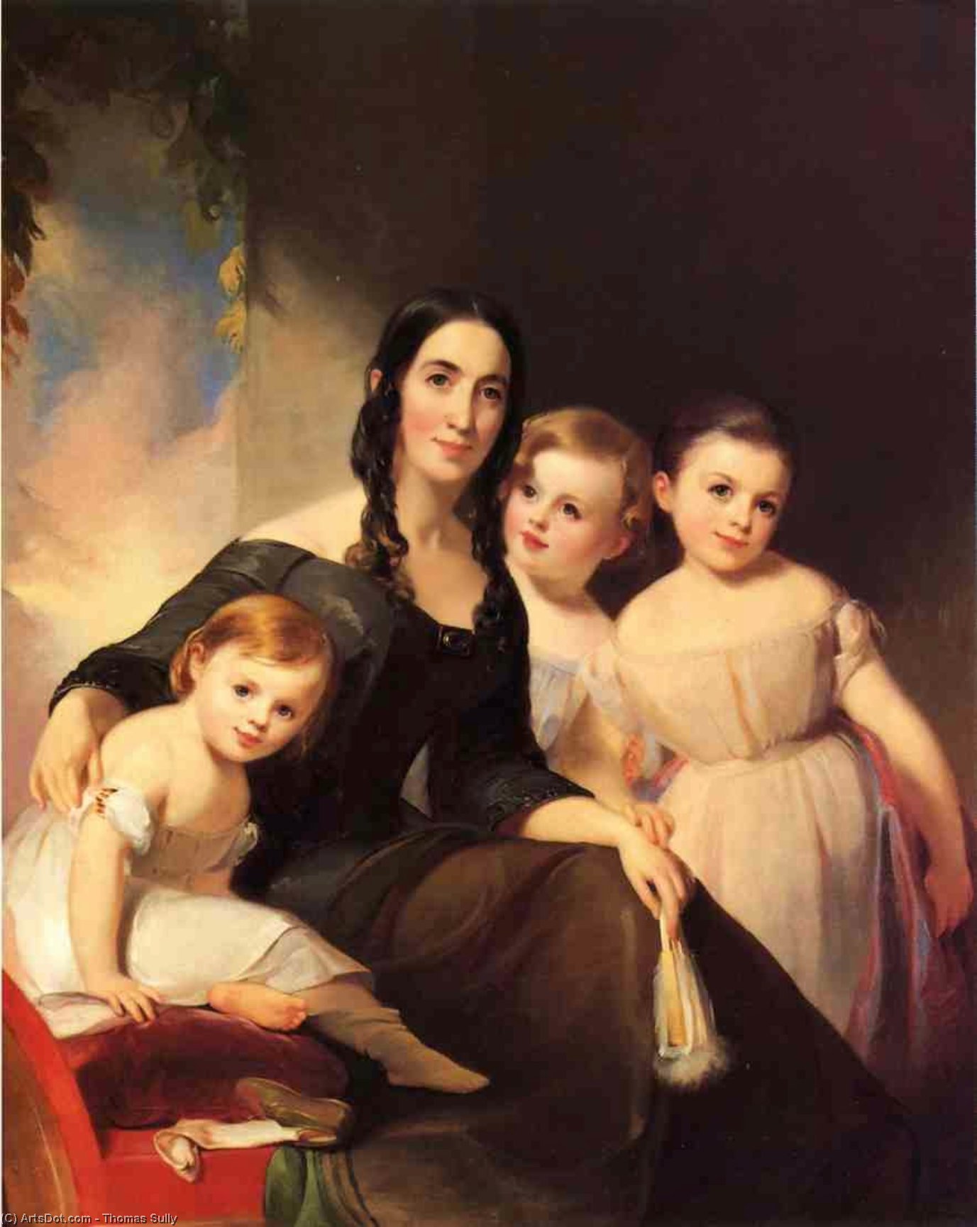 Wikioo.org – L'Enciclopedia delle Belle Arti - Pittura, Opere di Thomas Sully - ritratto di signora . james robb e lei tre bambini